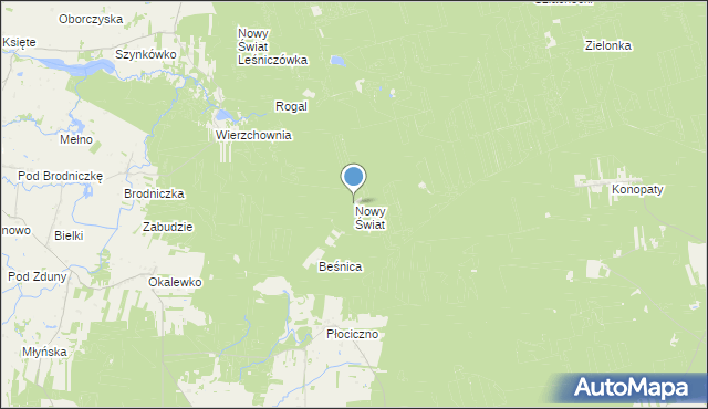 mapa Nowy Świat, Nowy Świat gmina Górzno na mapie Targeo